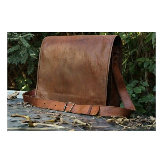 Men's Real Leather Vintage Brown Messenger Shoulder Laptop Bag Briefcase New image {6}