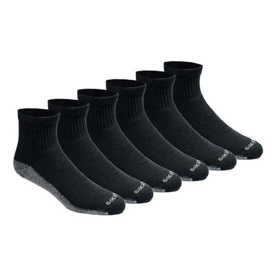 Dickies Men'S 6 Pack Dri-Tech Comfort Quarter Socks Black Fits Shoe Size 6-12 US image {1}