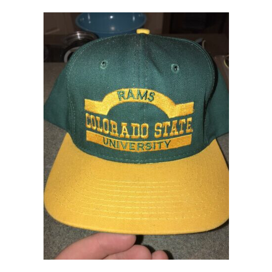 Vintage Colorado State Rams Snapback Hat Official Collegiate Products USA Green image {1}