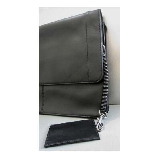 NWOT Dilana Jet Black Smooth Leather Portfolio Case Brief Bag Flash Sale! image {2}