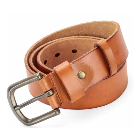 djcaizyy Mens Belt Leather with Classic Single Prong Bronze Buckle for Jeans image {4}