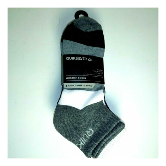 Quiksilver - Men's 5-pair Quarter Cut Crew Socks - Black/Gray w/ Logos image {1}