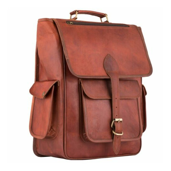 Vintage Leather Backpack Shoulder Bag 17" Laptop Rucksack Office School Handbags image {4}