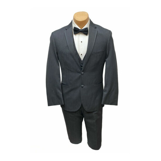 Men's Michael Kors Charcoal Grey Tuxedo with Flat Front Pants & Vest 50L 44W image {1}