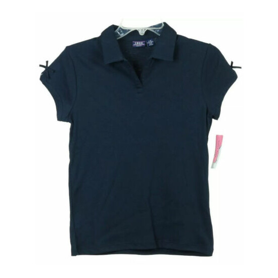 IZOD XL 18.5 Plus Girl's Approved Schoolwear Short Sleeve School Uniform Blue image {1}