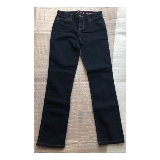 Childrens Place Denim Jeans Girls Size 10 Skinny Adjustable Waist Dark Wash H2 image {1}