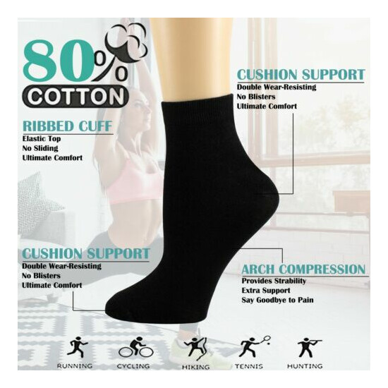 For Mens Womens Ankle Low Cut Quarter Cotton Athletic Sports Running Socks 9-13 image {2}