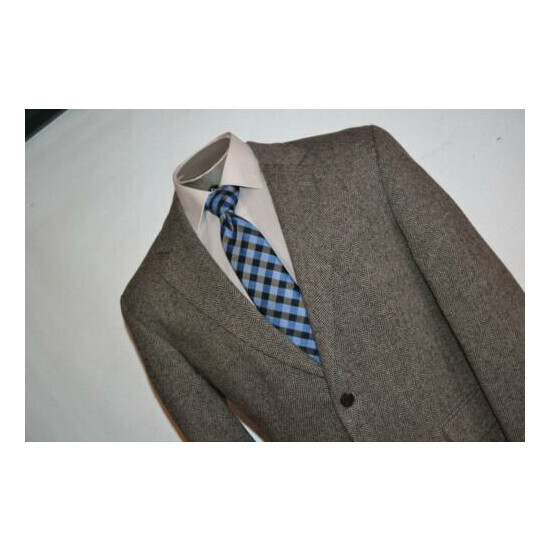 33725-a Mens Lands End Blazer Sportcoat Jacket Tweed Style Size 42 Reg Gray Wool image {2}