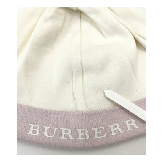 Burberry Baby Girls Hat/Beanie Logo Printed Ivory/Pink Size 9M. image {3}