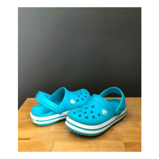 Crocs Toddler Boy Girl Digital Aqua (Blue) Crocband Clogs US 8, 9, 10 NWT image {1}