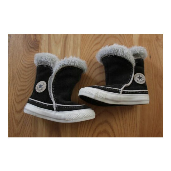 Converse All Star Beverly Black Suede Boot Toddler Infant Size 4 Hook & Loop  image {3}