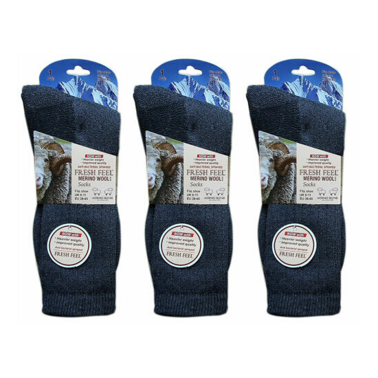 Men's Merino Wool Socks Walking Hiking Work Boot Thermal Charcoal Socks 6-11 image {1}