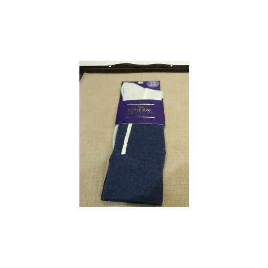 Saville Row Soft Mid Calf Socks Navy blue white Stripe image {1}