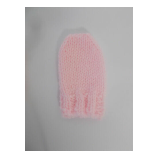 Hand Knitted Baby Mittens 0-3 Months Light Pink image {2}