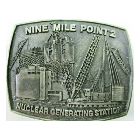 Nuclear Generating Station Men Belt Buckle Solid Brass Fits Belts 1.5" Wide USA image {1}