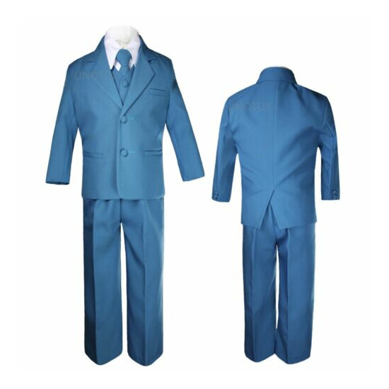 Baby Toddler Boys Green Teal Turquoise Oasis Formal Wedding Vest Set Suits S-14 image {1}