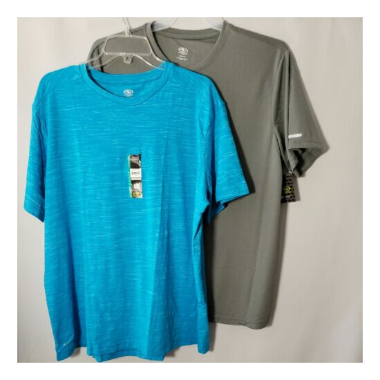 Sz XL 2 Mens New Athletic Moisture Wicking Aqua & Gray Sports T-Shirts (46-48)◇ image {1}
