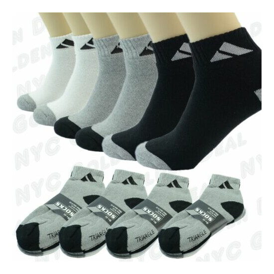 Adi 6 Pairs Sport Ankle/Quarter Crew Mens Socks Cotton Low Cut Size 9-13 image {2}