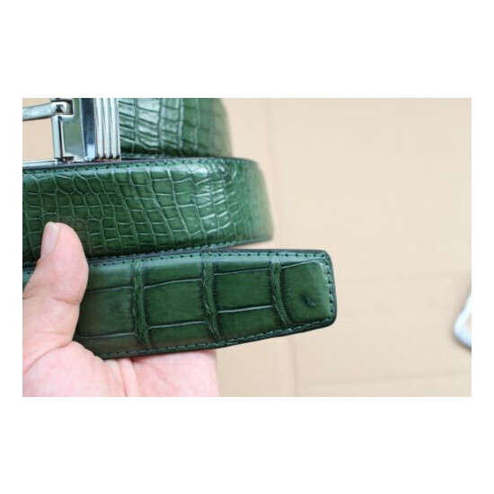 Green Real Alligator ,Crocodile Leather Skin MEN'S BELT - W 1.3 inch image {3}