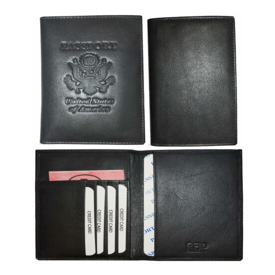 RFID passport case, Genuine leather passport cover U.S. leather passport holder image {1}