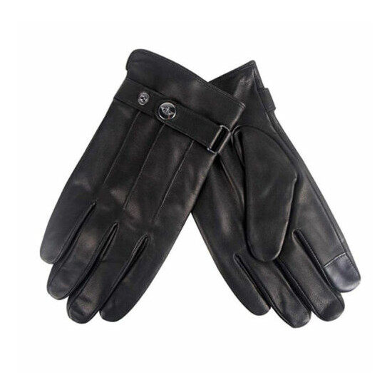 Dockers Mens LEATHER GLOVES - Heat Retention Lined - Touch Screen Black - LARGE image {3}