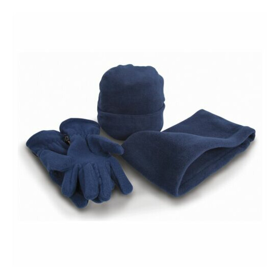 Mens Womens Warm Fleece Beanie Hat Scarf and Gloves Glove Set Warm Neck Warmer image {4}