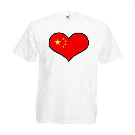 China Love Heart Flag Children's Kids Childs T Shirt image {1}