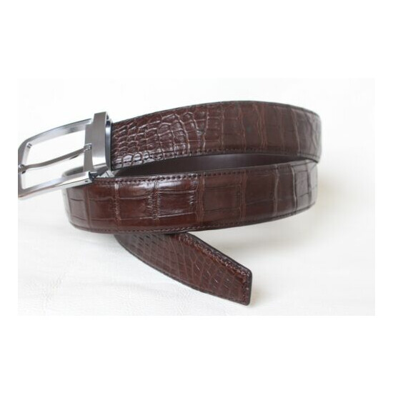 Dark Brown Men's Belt Genuine CROCODILE ,ALLIGATOR BELLY SKIN Leahther Handmade image {3}