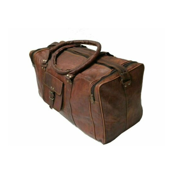 Men's Large Leather Vintage Brown Duffle Luggage Weekend Gym Carry on Travel Bag Thumb {3}