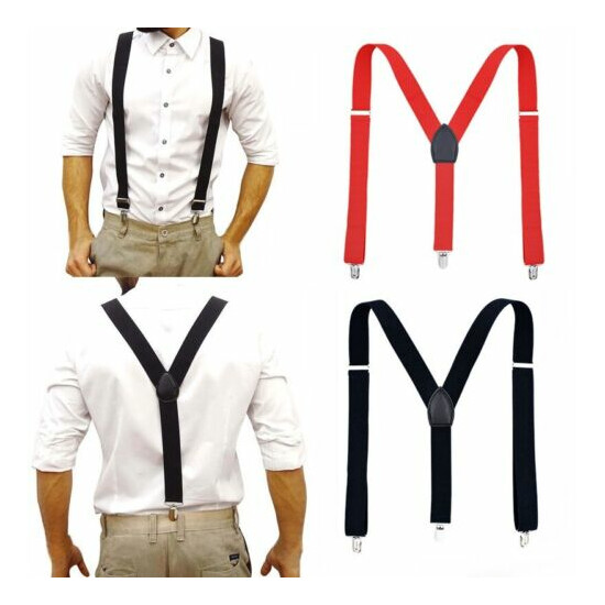 Men Pants Braces Suspenders 3 Clips Y-strap Adult Elastic Straps Adjustable Slim image {2}