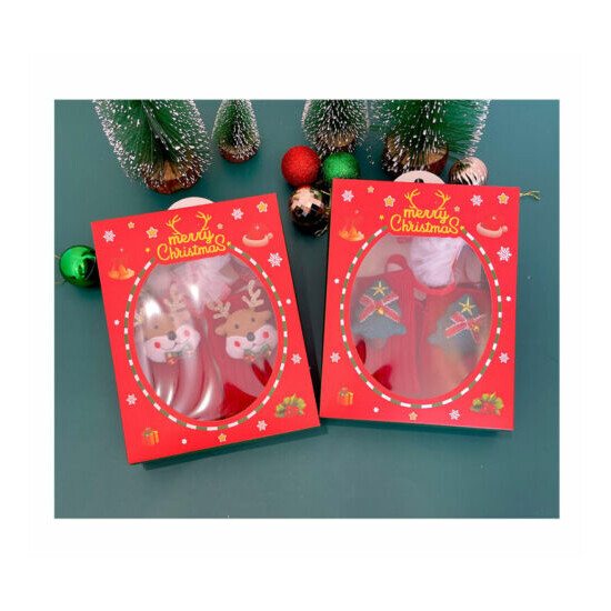 New Year Xmas Christmas Santa Reindeer Baby Newborn Headband Socks Hair Gift Set image {2}