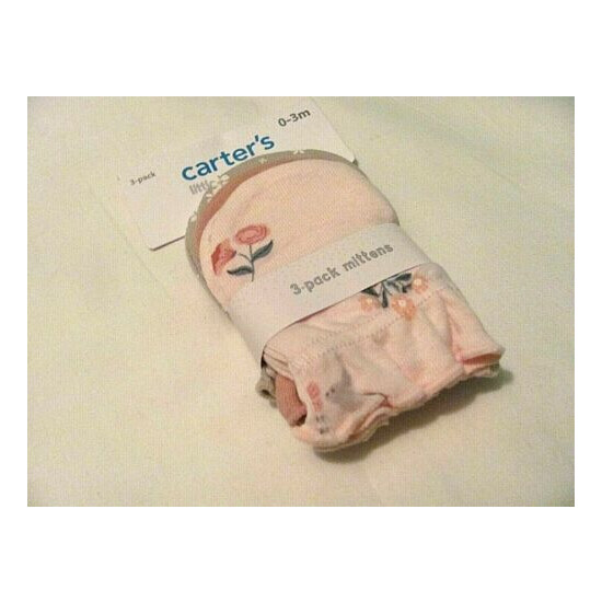 NEW 0-3 MO. CARTER'S BABY GIRL'S LITTLE BABY BASICS 3-PAIR MITTENS image {1}