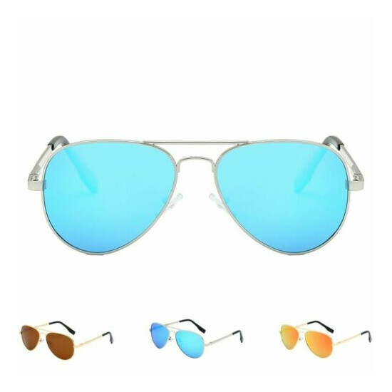 Polarized Aviator Sunglasses Anti-UV Flash Mirror Lens with Case For Boys Girls image {1}