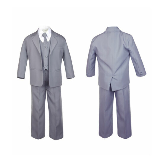  5pc-Baby-Toddler-Infant-Boy-Teen-Formal-Party-Event-Suit-Tux-Medium-Gray-Sm-20 image {1}