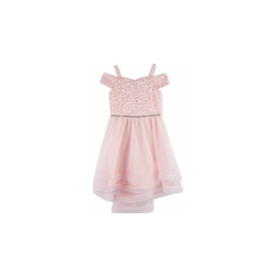 Speechless PALE BLUSH Little Girl's Off-the-Shoulder Lace Dress, US 6 image {1}