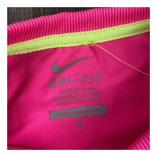Nike Girls Bright Pink Longsleeve Layered Pullover Dri Fit Shirt Sweater Size 6 image {3}