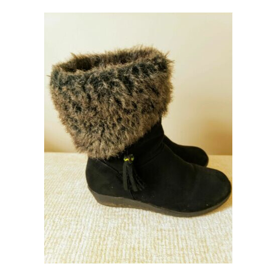 Stevies, Black Suede Boots w/ Faux Fur Size 2 Big Girls image {1}