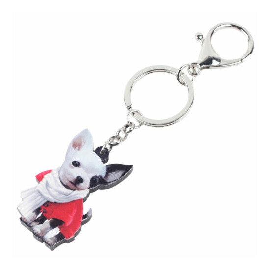 Acrylic Cute Chihuahua Dog Keychains Car Purse Key Ring Pets Jewelry Charm Gifts image {3}