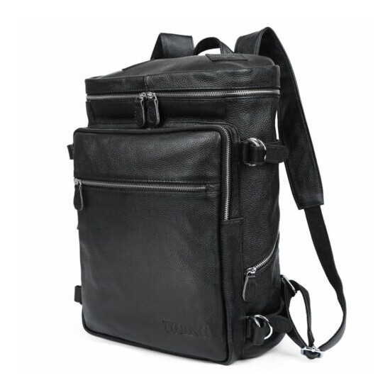 Men Leather Travel Backpack 15" Laptop Daypack Office School Shoulder Bag TOTE image {3}