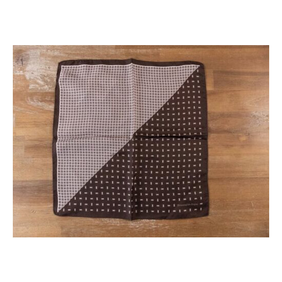ERMENEGILDO ZEGNA brown silk pocket square authentic image {1}
