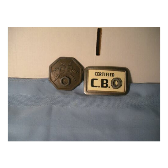 Two Vintage C.B. Nut Metal Belt Buckles image {1}