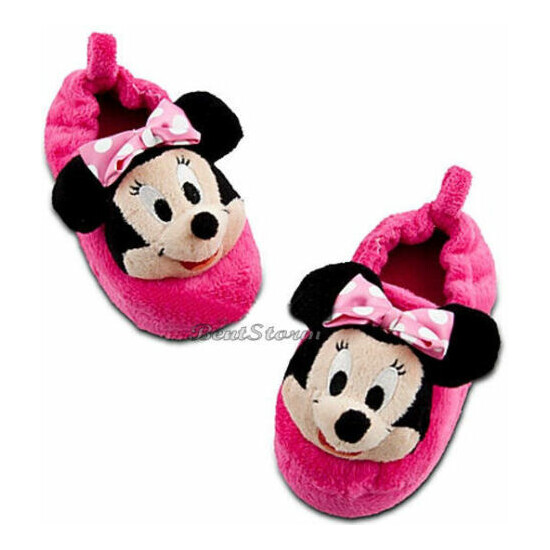 Disney Store Minnie Mouse Girls SLIPPERS House Shoes Pink 9/10 11/12 NWT image {1}