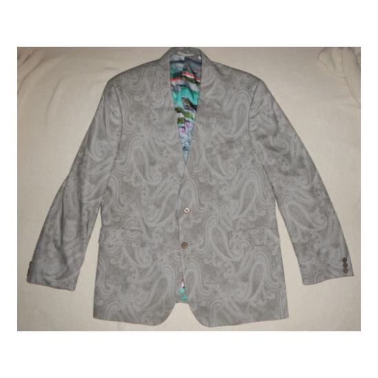 Robert Graham Men's Gray Paisley Cotton Blazer Sport Coat Jacket Size 46 image {1}