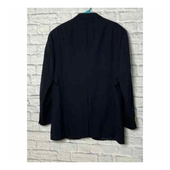 VTG Tommy Hilfiger Black Wool Blend Three Button Lined Suit Jacket Size 42L USA image {3}