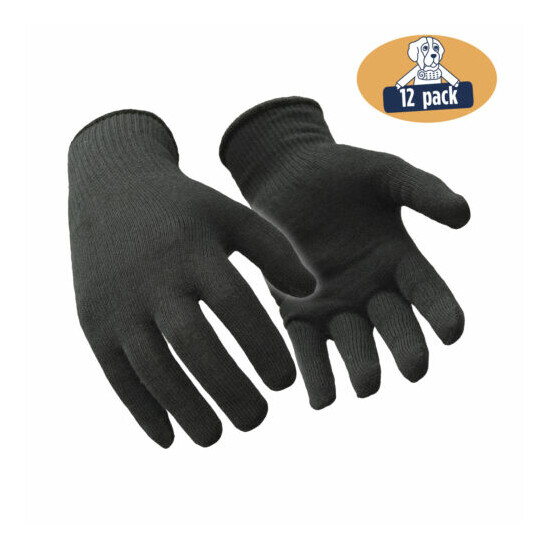 RefrigiWear Warm Stretch Fit Merino Wool Glove Liners Black (Pack of 12 Pairs) image {1}
