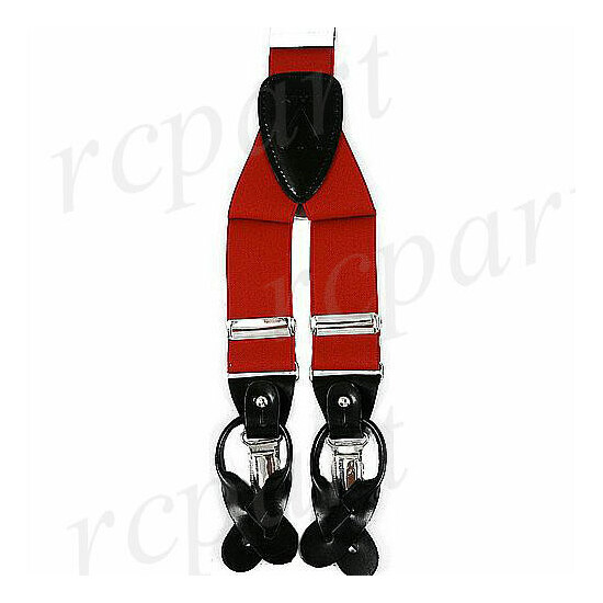 New Y back Men's Vesuvio Napoli Suspenders Braces clip on formal party Red image {1}