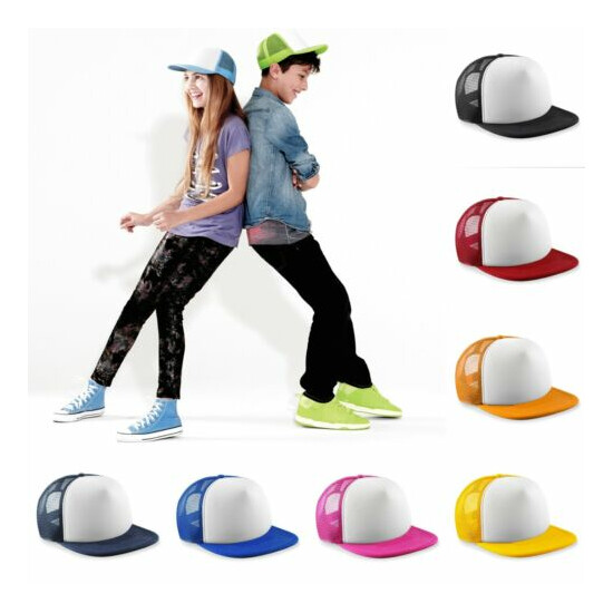 Childrens Kids Retro Snapback Mesh Trucker Cap Baseball Soft Cool Sun Hat Cap image {2}