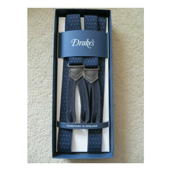 DRAKES BLUE SPOTTED DOT BRACES NEW IN BOX image {2}