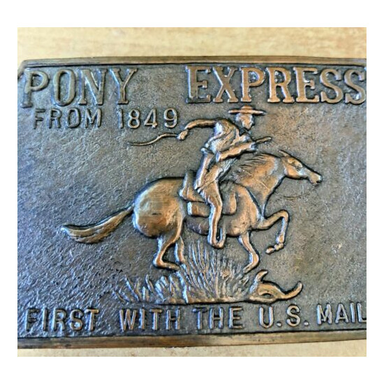 Pony Express from 1849 first with the US Mail Metal Belt Buckle image {2}