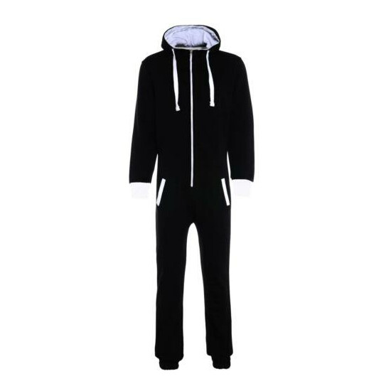 Kids Plain Hooded 1onesie All In One Jumpsuit Boys Girls Playsuit Sizes 5-16 Yrs image {4}
